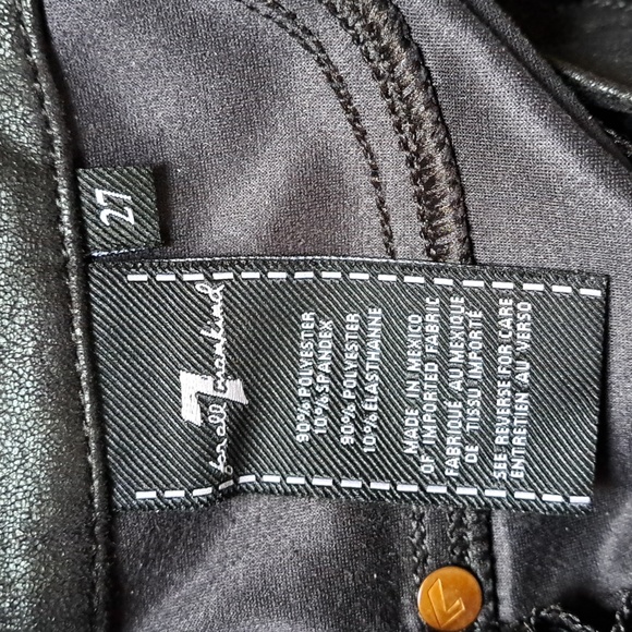 NEW * 7 For All Mankind  HIGH WAIST ANKLE SKINNY IN COATED BLACK 27 - Picture 12 of 12